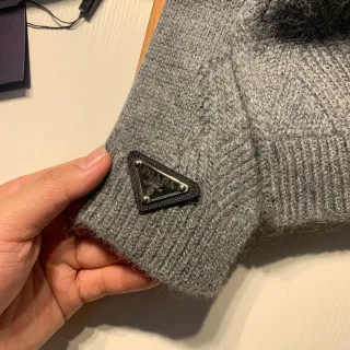Prada Gray Heather Ribbed Knit Sweater