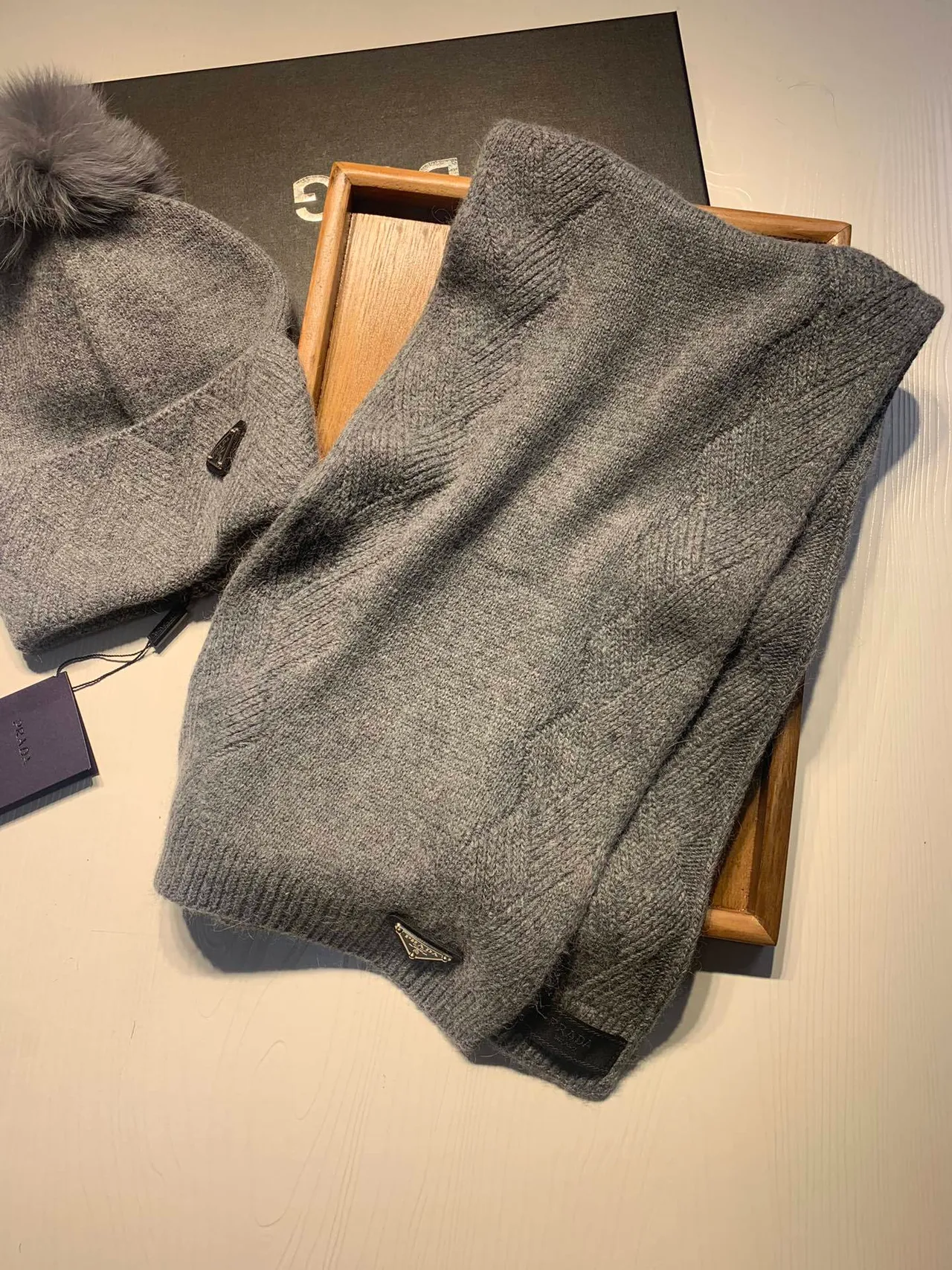 Prada Gray Heather Ribbed Knit Sweater 4