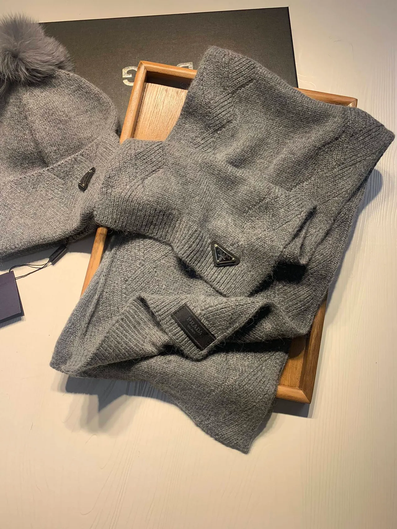 Prada Gray Heather Ribbed Knit Sweater 5