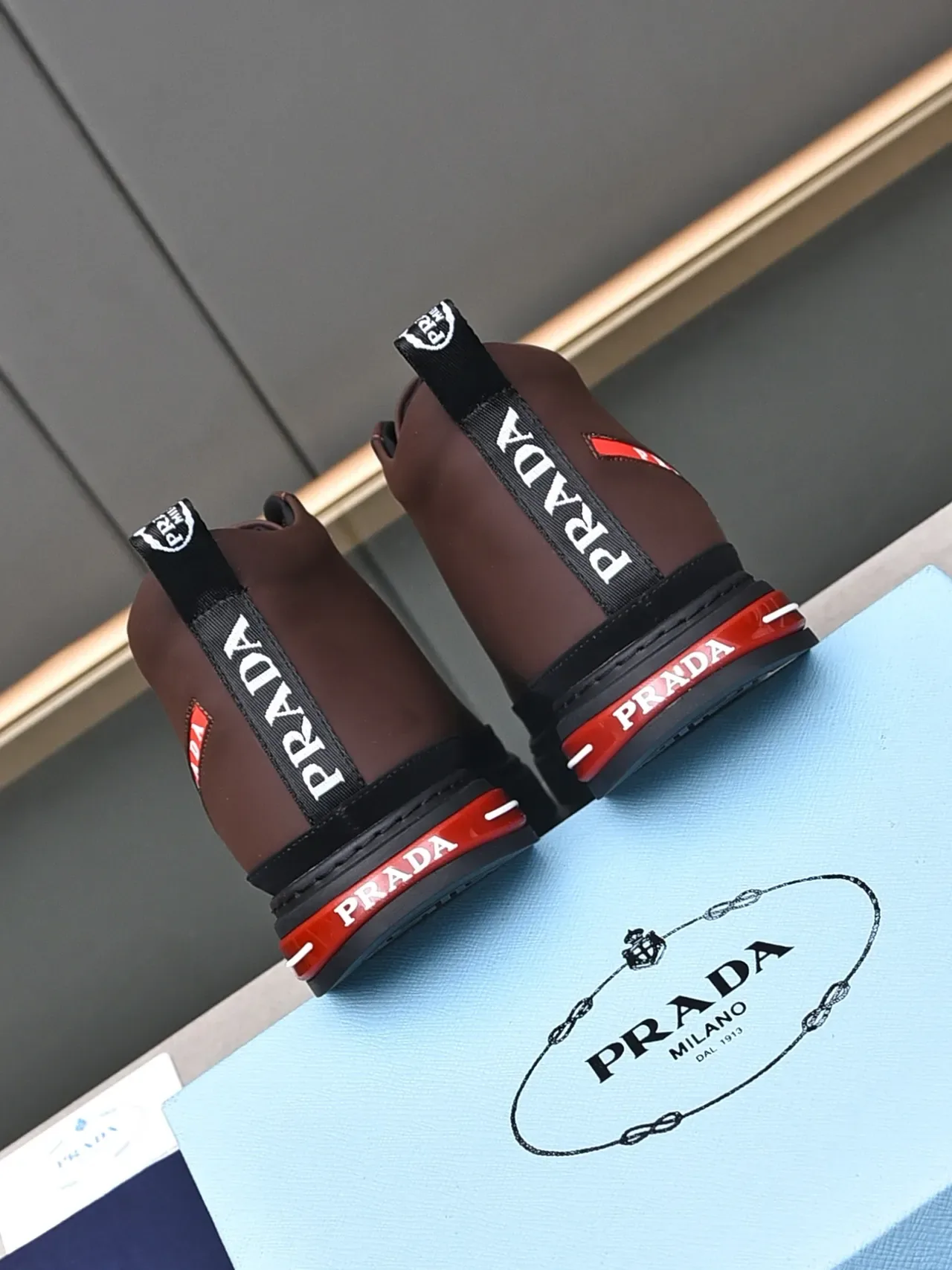 Prada High-Top Brown and Black Sneakers 3