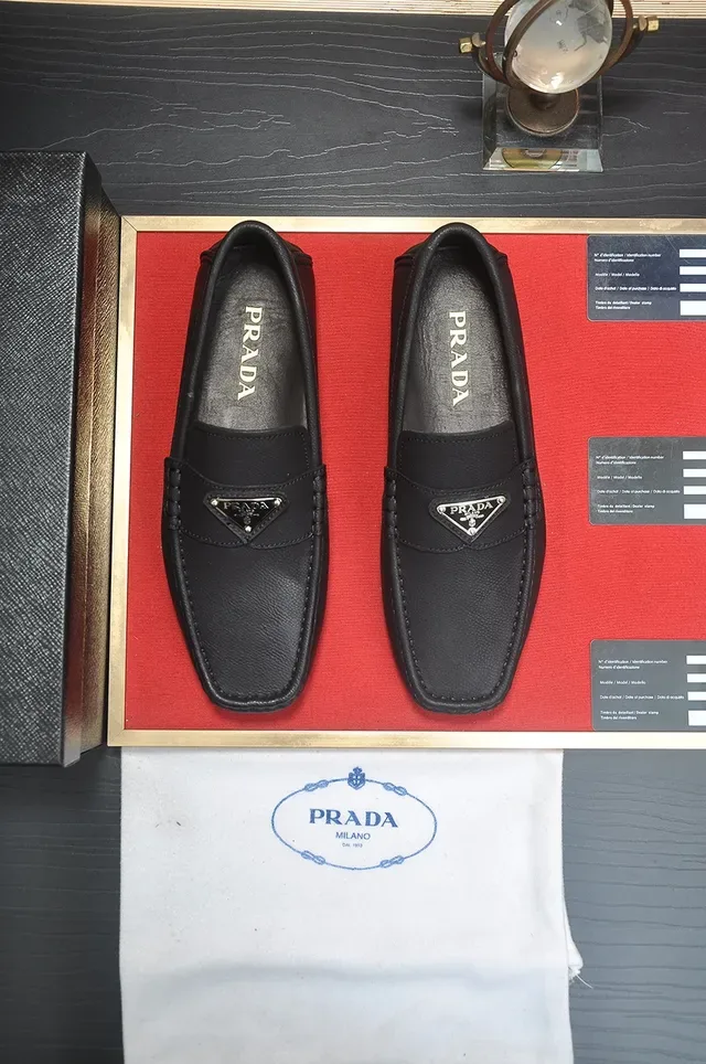 Prada Loafer Black Leather Moc-Toe Construction Loafer 5