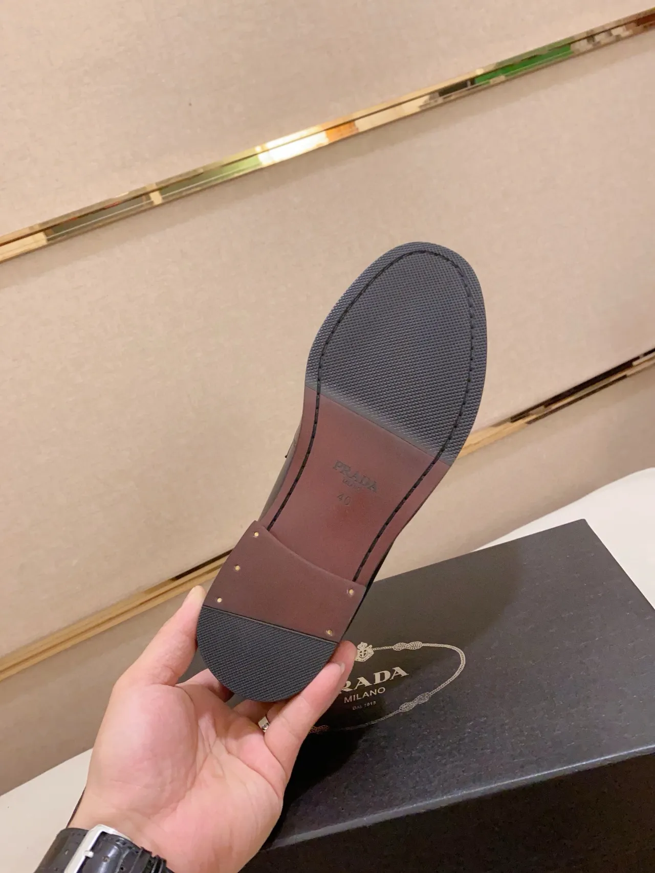 Prada Loafer Black Leather Square-Toe Slip-On Loafer 2