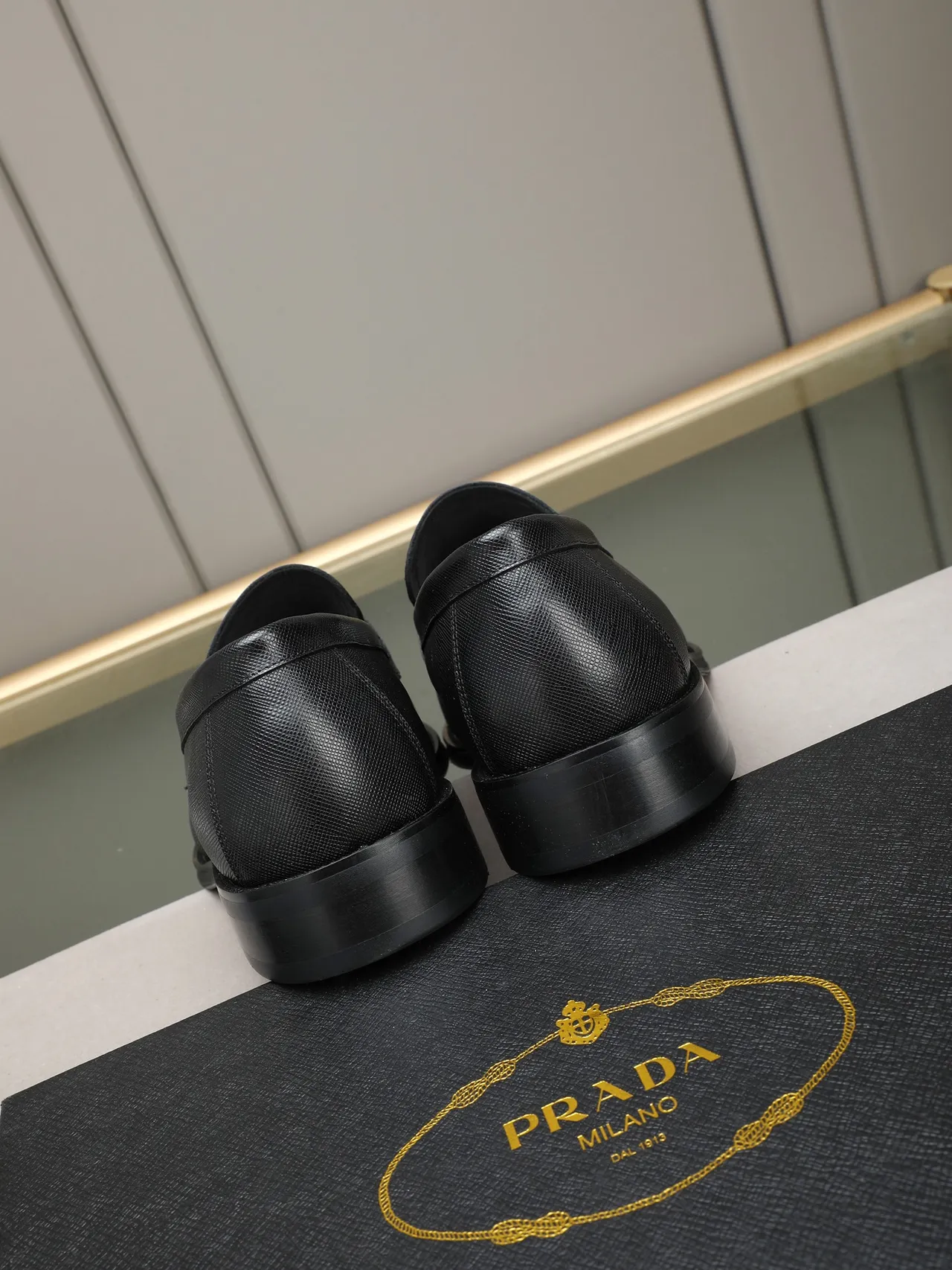 Prada Loafer Black Saffiano Leather Strap Loafer 3
