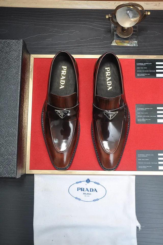Prada Loafer Polished Brown Leather Slip-On Loafers 2
