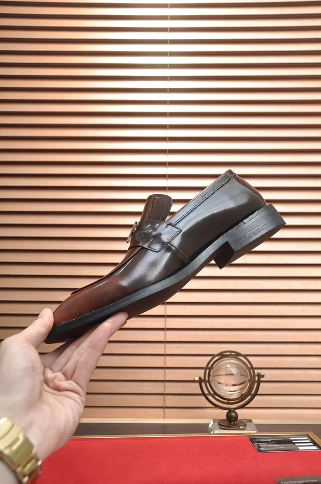 Prada Loafer Polished Brown Leather Slip-On Loafers 6