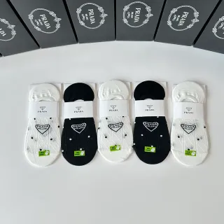Prada Logo-Embroidered Polka Dot Low-Cut Ankle Socks