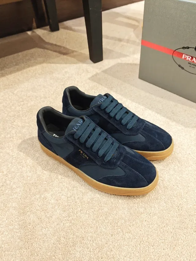Prada Navy Suede and Nylon Lifestyle Sneaker 4