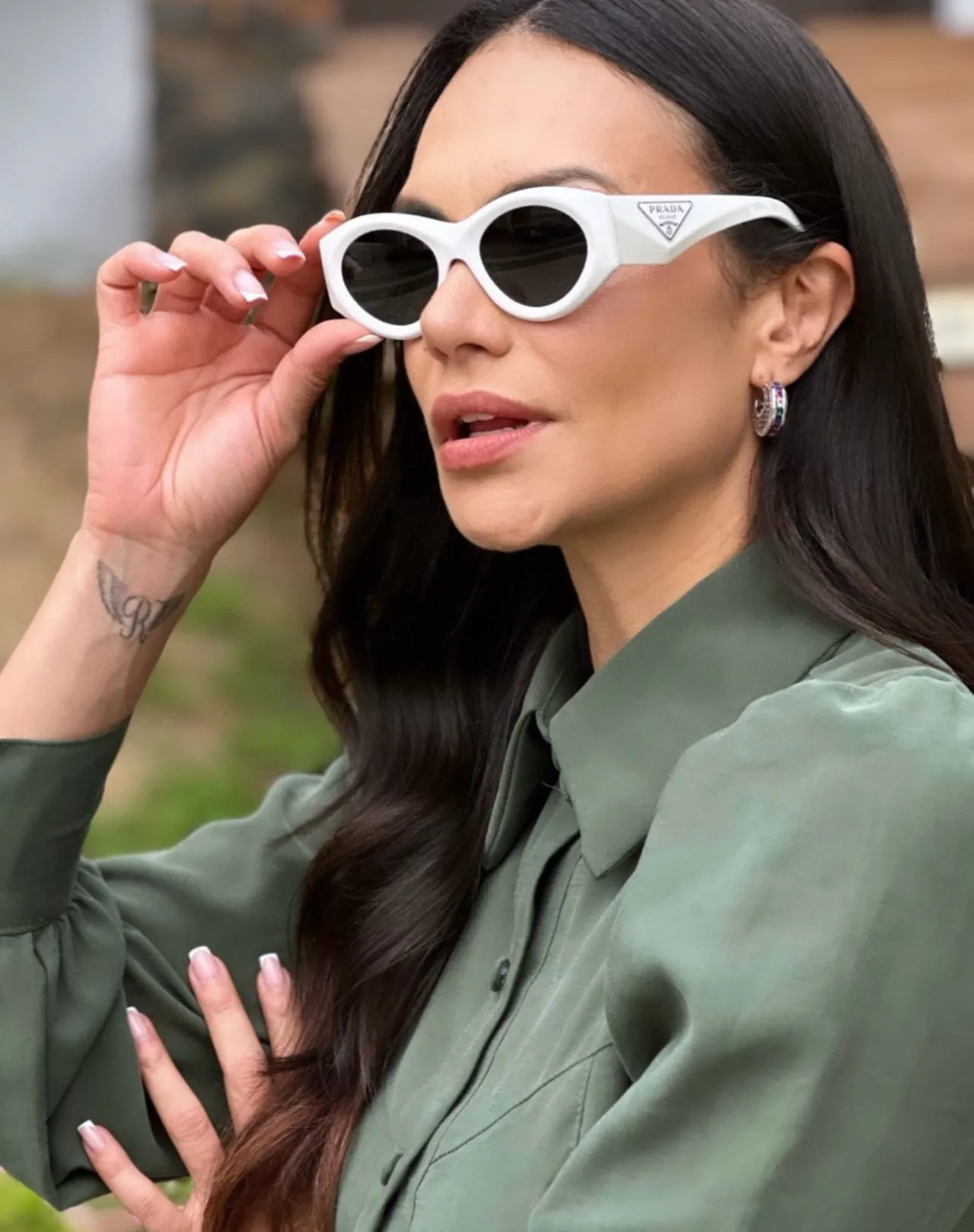 Prada Oval Marbled Acetate Sunglasses 6
