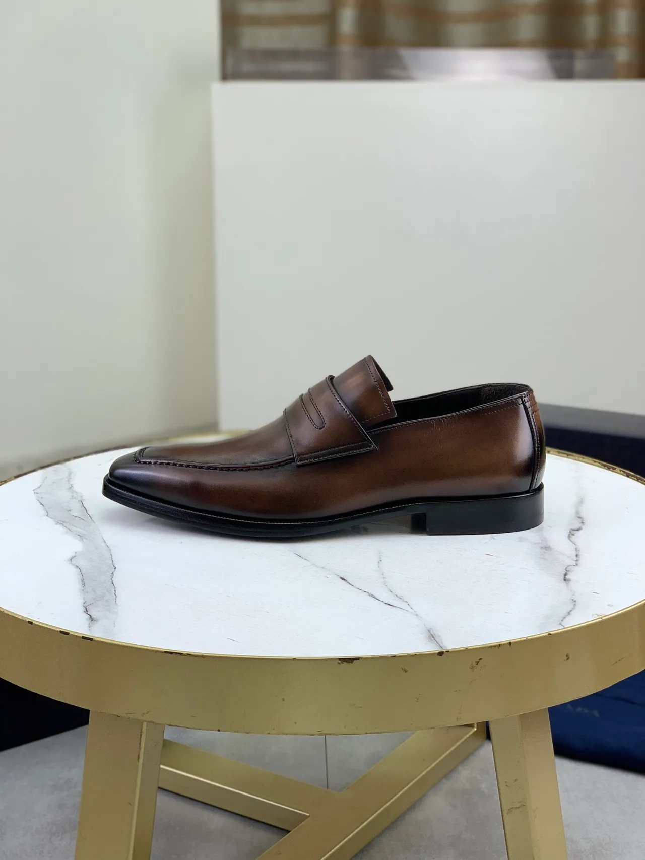 Prada Penny Loafer Brown Leather Square Toe Loafers 6