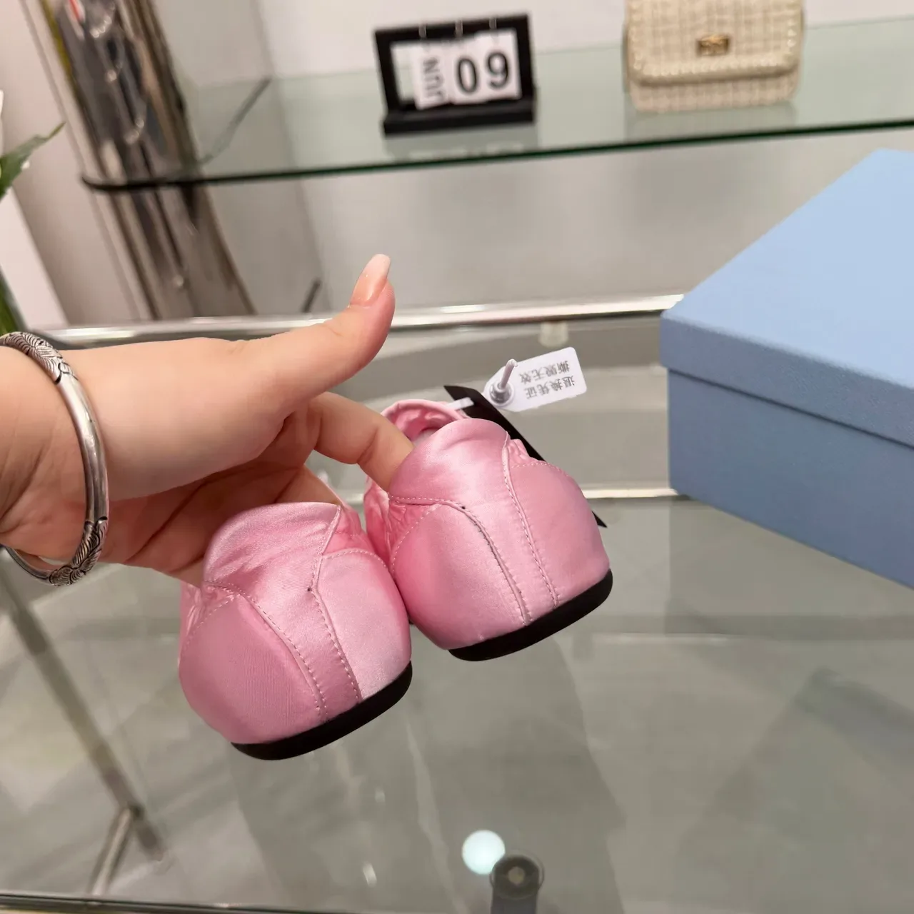 Prada Pink Black Satin Upper Elasticated Ankle Collar Lifestyle Sneakers 3
