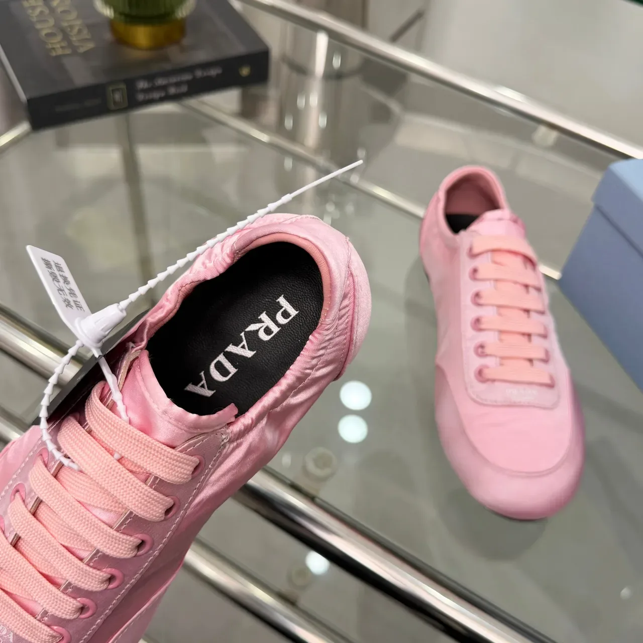 Prada Pink Black Satin Upper Elasticated Ankle Collar Lifestyle Sneakers 4