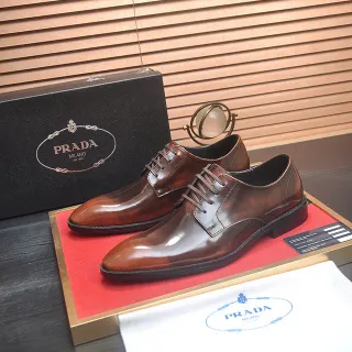 Prada Polished Brown Cap-Toe Oxford Shoes