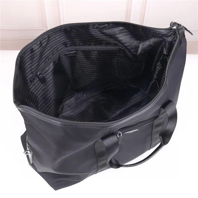 Prada Re-Nylon Black Construction Webbing Handles Boston Bag 2