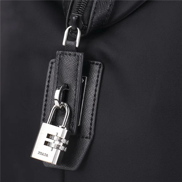 Prada Re-Nylon Black Construction Webbing Handles Boston Bag 3