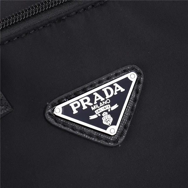 Prada Re-Nylon Black Construction Webbing Handles Boston Bag 4