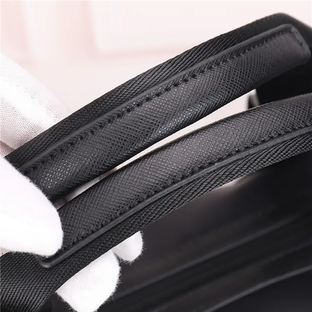 Prada Re-Nylon Black Construction Webbing Handles Boston Bag 5