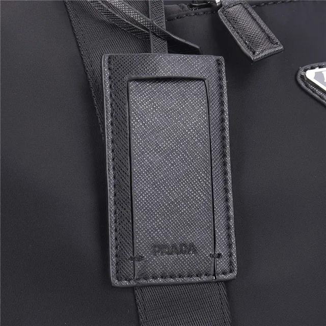Prada Re-Nylon Black Construction Webbing Handles Boston Bag 6