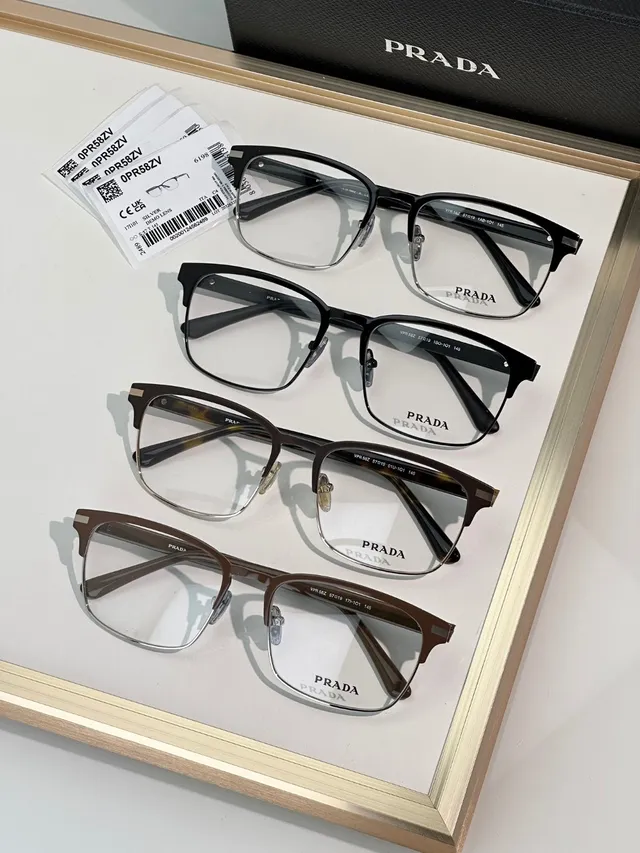 Prada Semi-Rimless Rectangular Acetate and Metal Optical Glasses 4