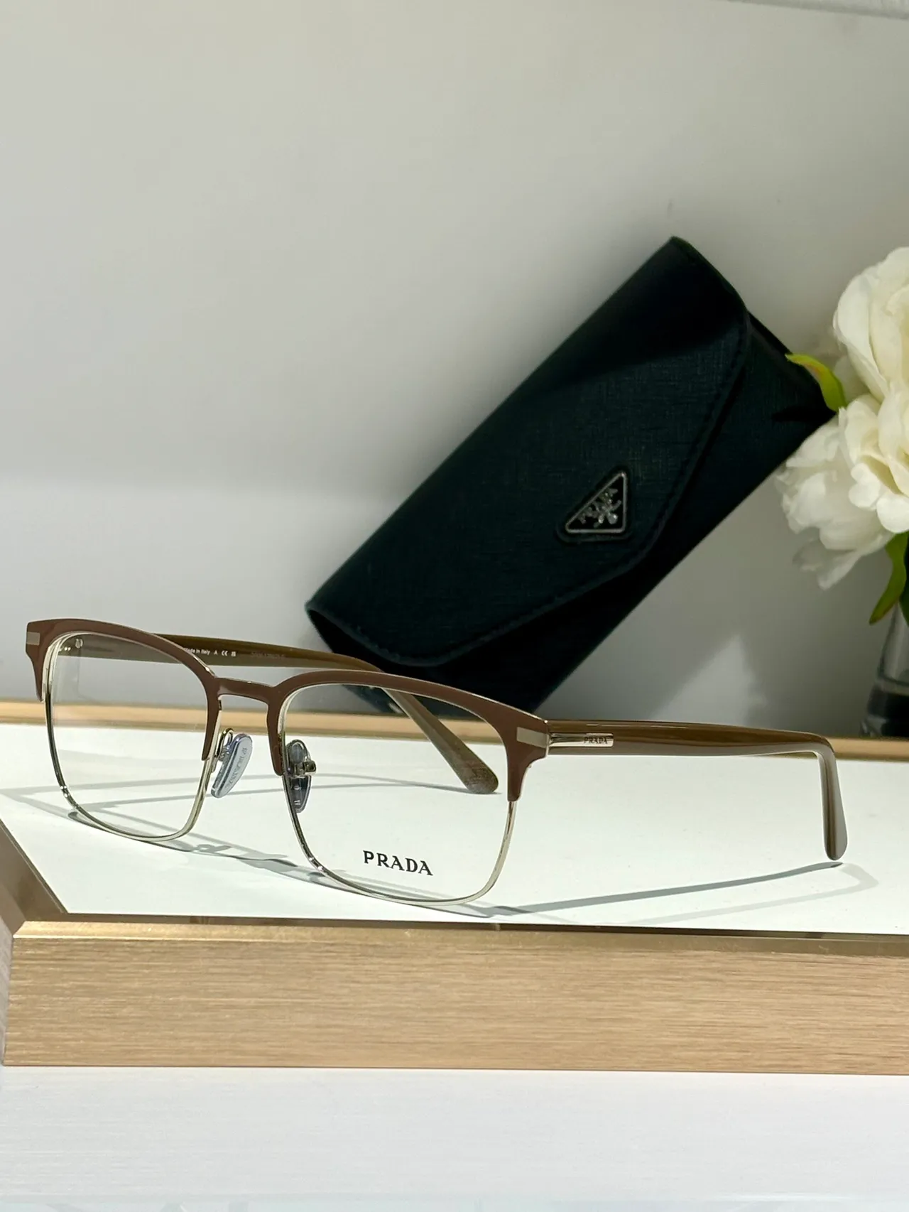 Prada Semi-Rimless Rectangular Acetate and Metal Optical Glasses 6