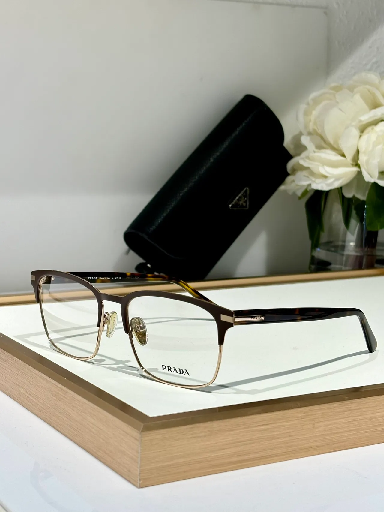 Prada Semi-Rimless Rectangular Acetate and Metal Optical Glasses 7