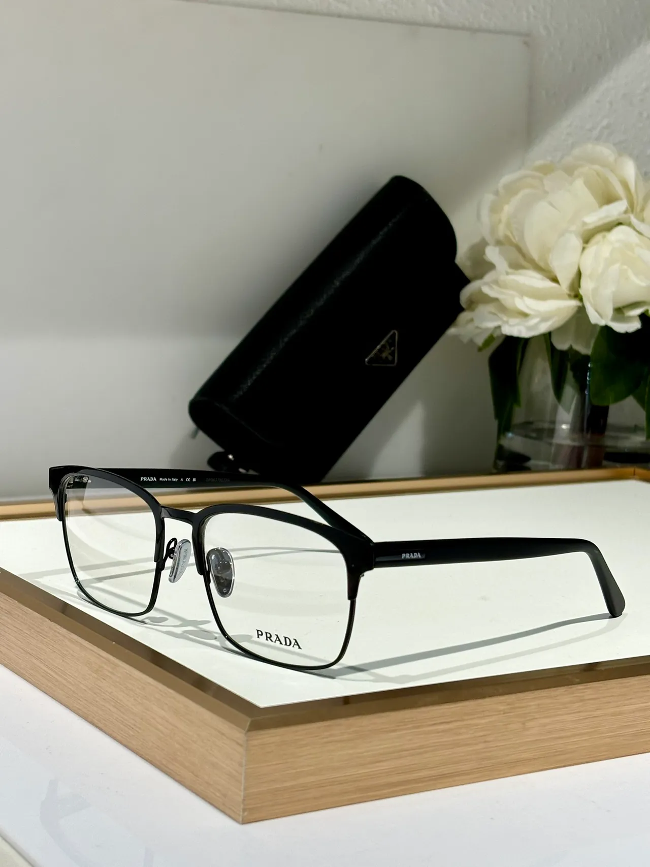 Prada Semi-Rimless Rectangular Acetate and Metal Optical Glasses 9