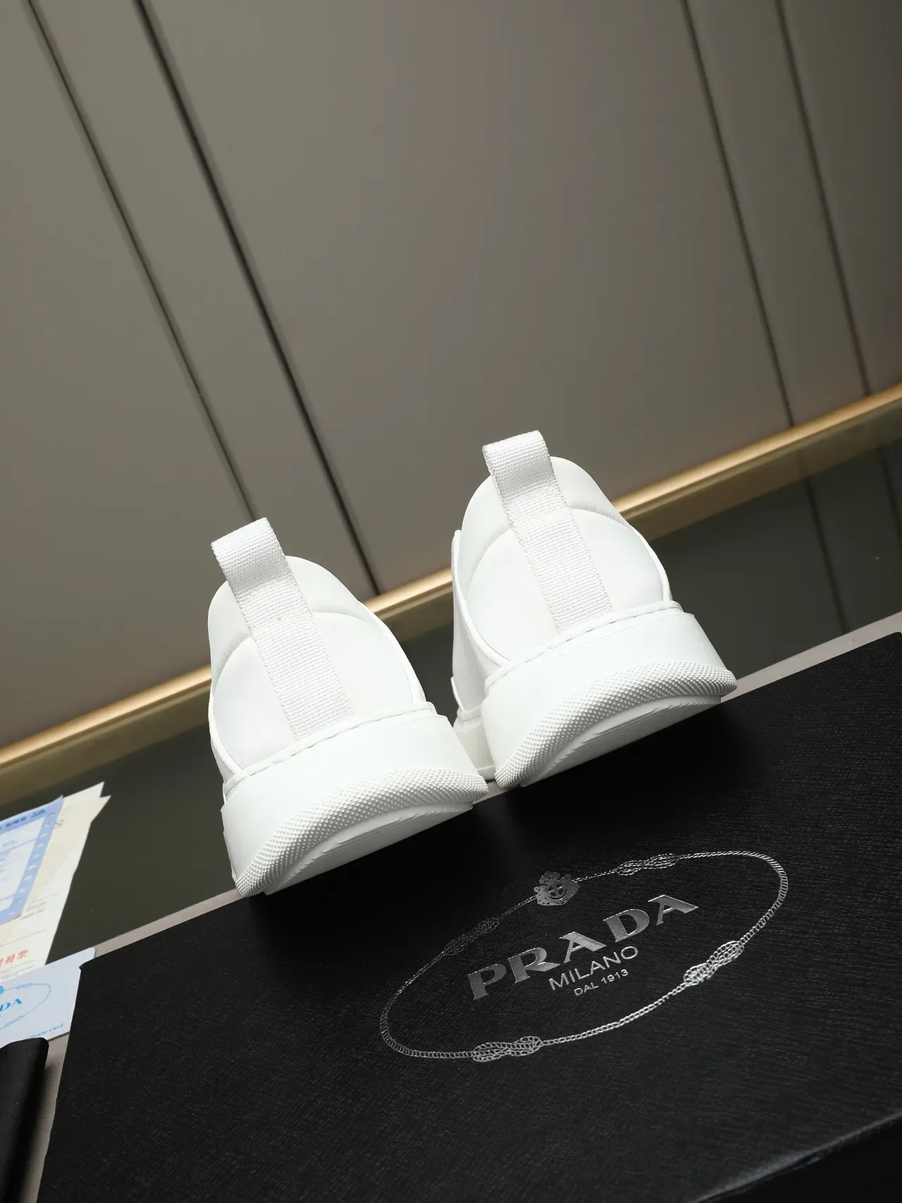 Prada Slip-On White Leather Lifestyle Sneakers 4