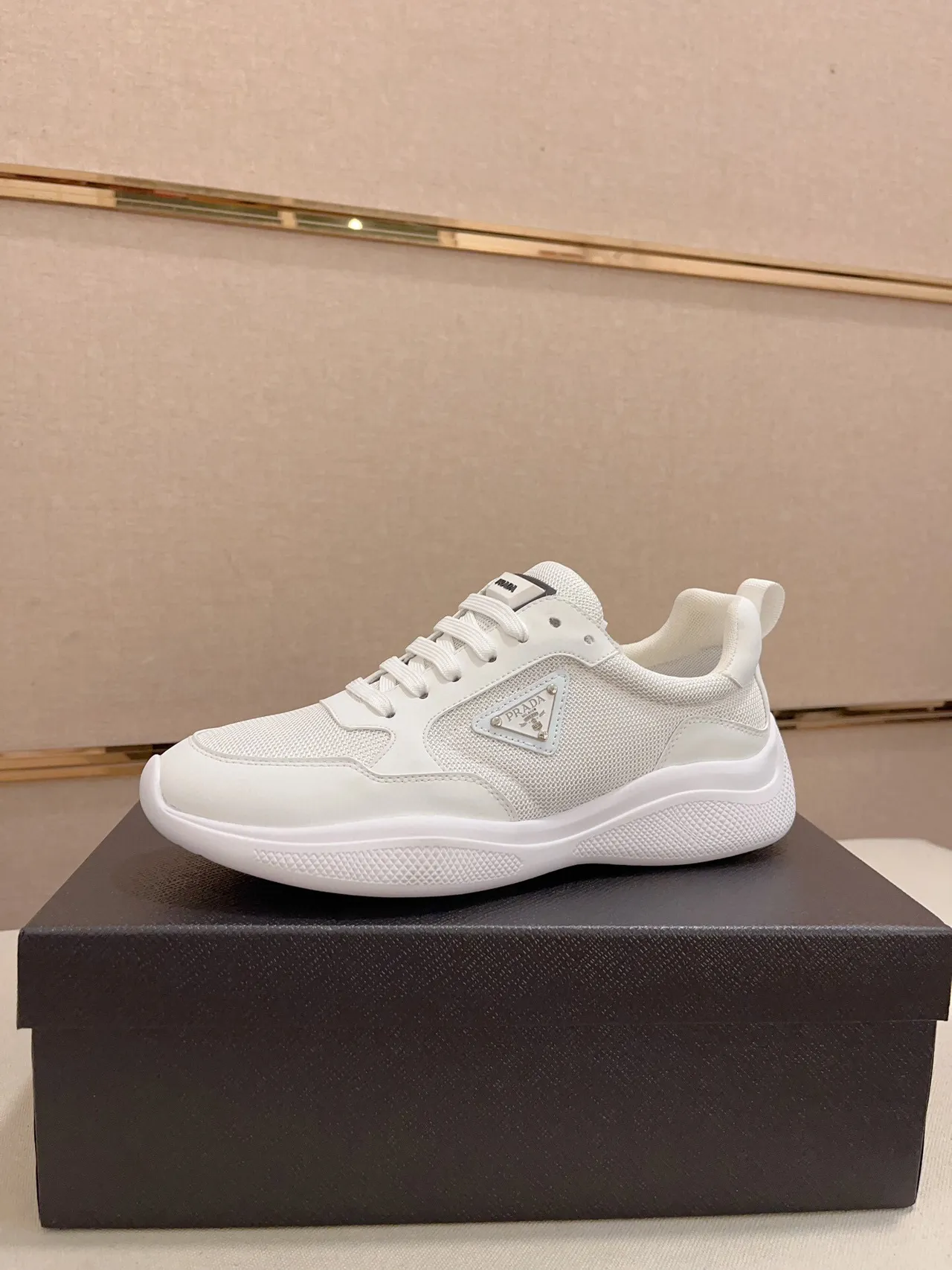 Prada White Mesh and Synthetic Lifestyle Sneaker 2