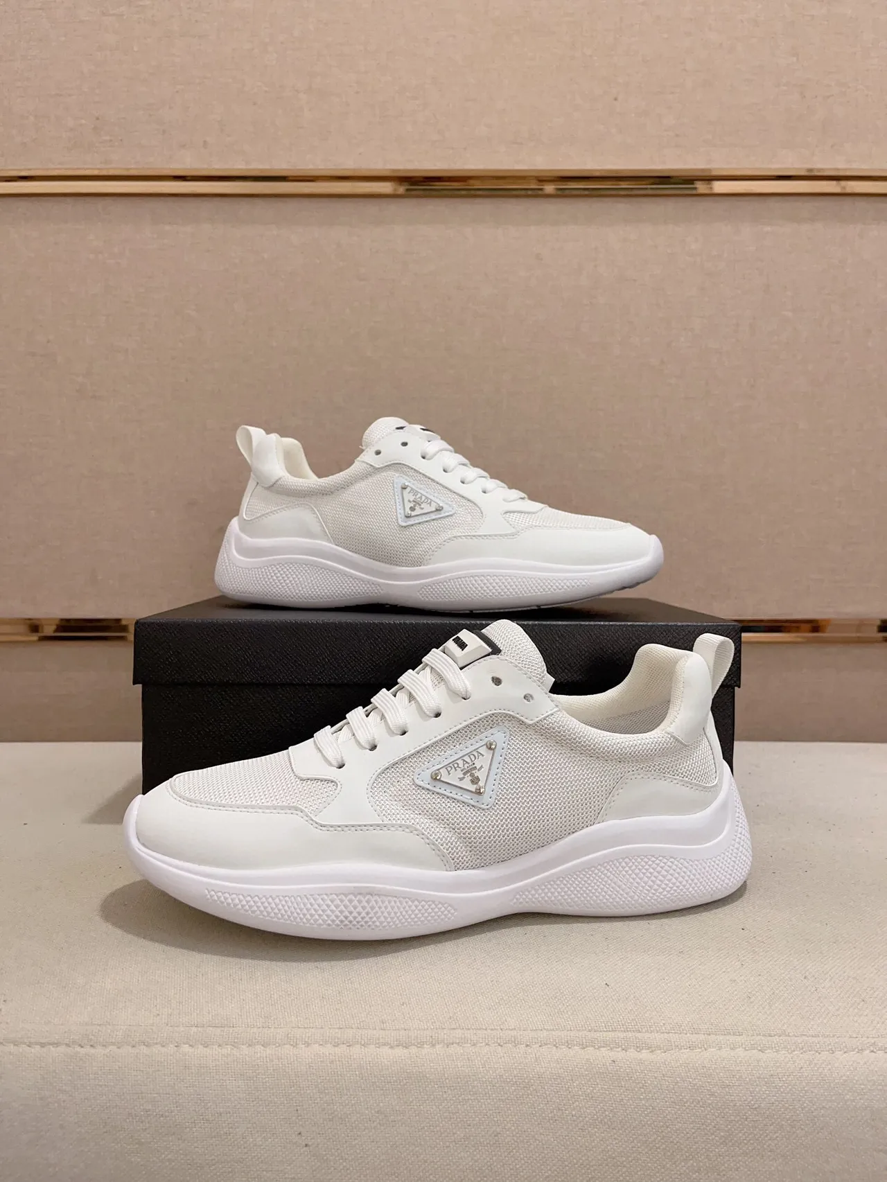 Prada White Mesh and Synthetic Lifestyle Sneaker 7