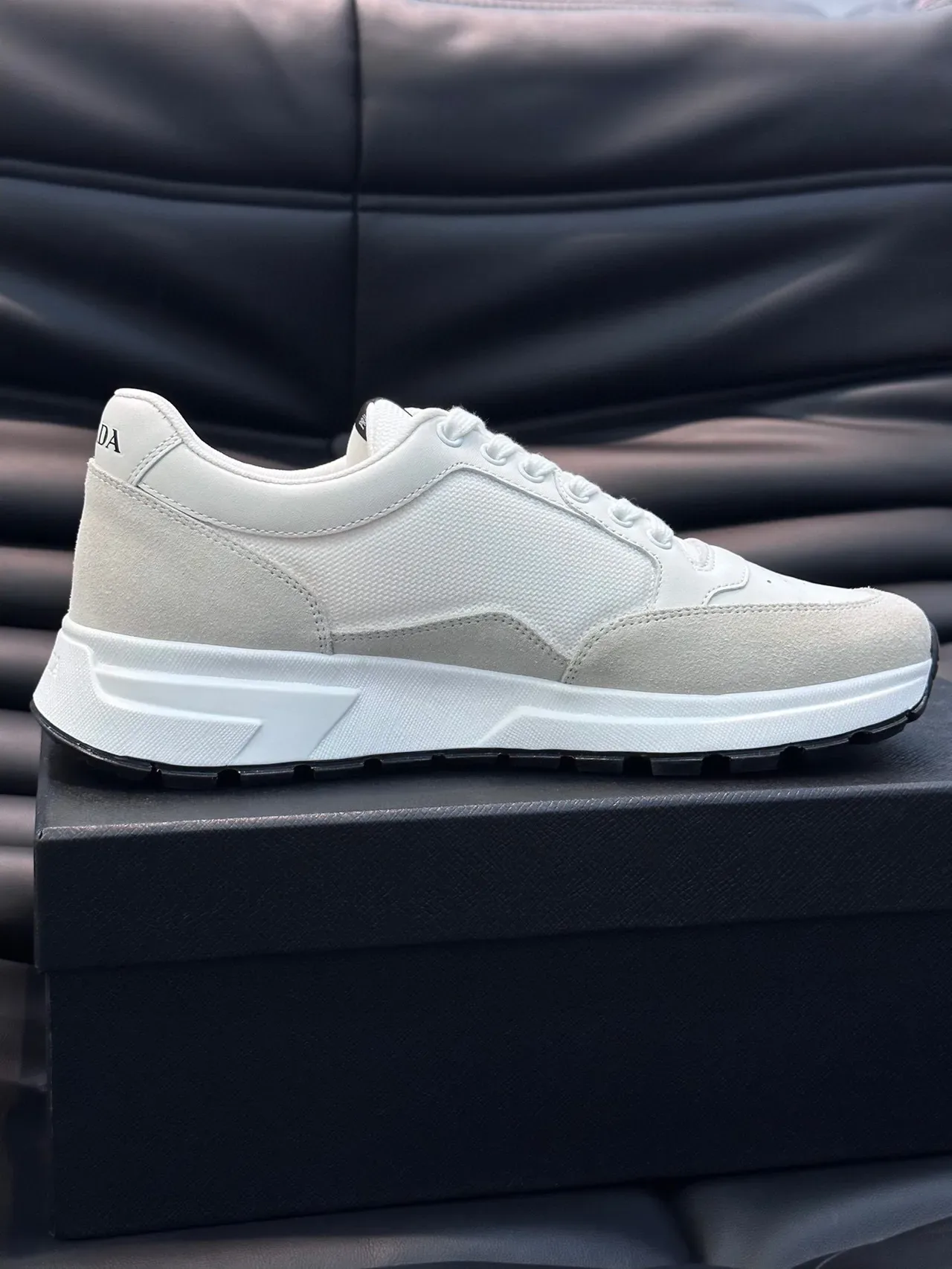 Prada White Perforated Toe Lifestyle Sneakers 2