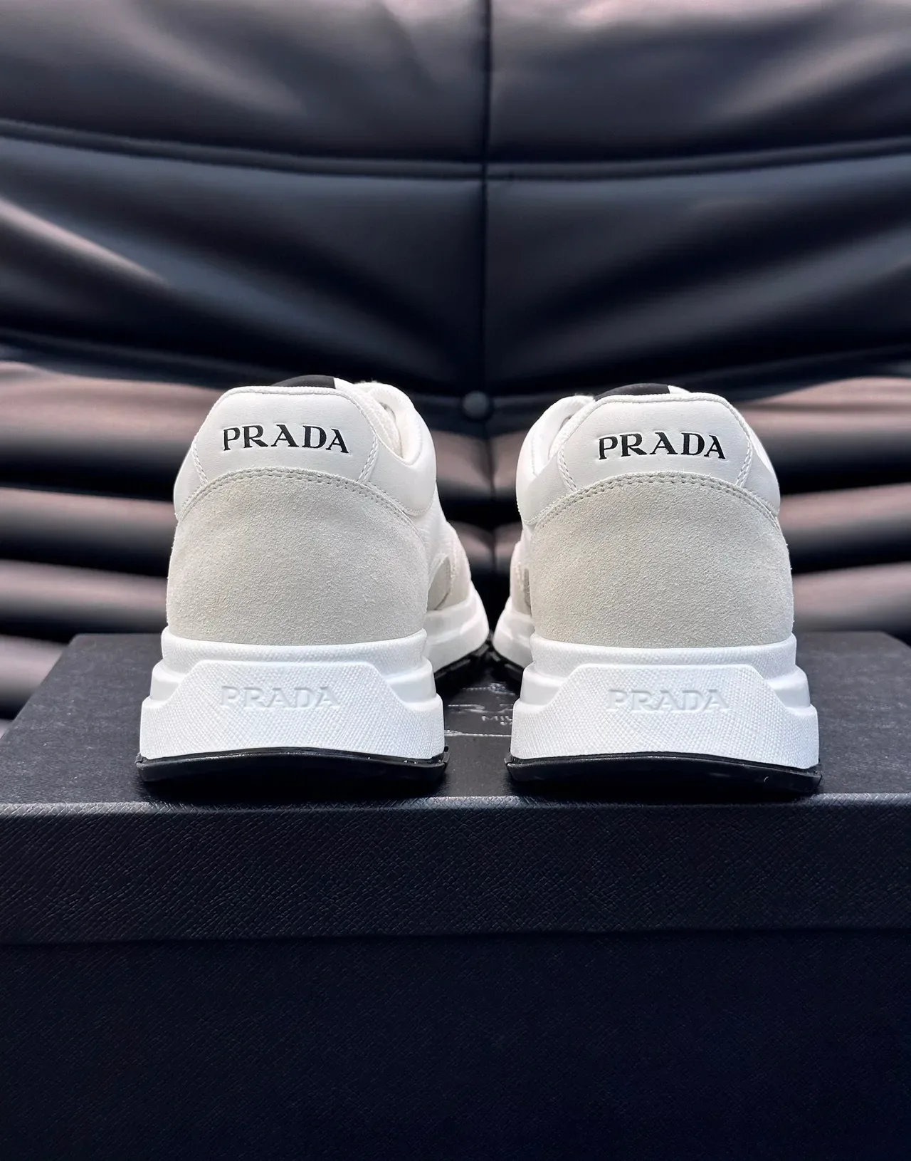 Prada White Perforated Toe Lifestyle Sneakers 4