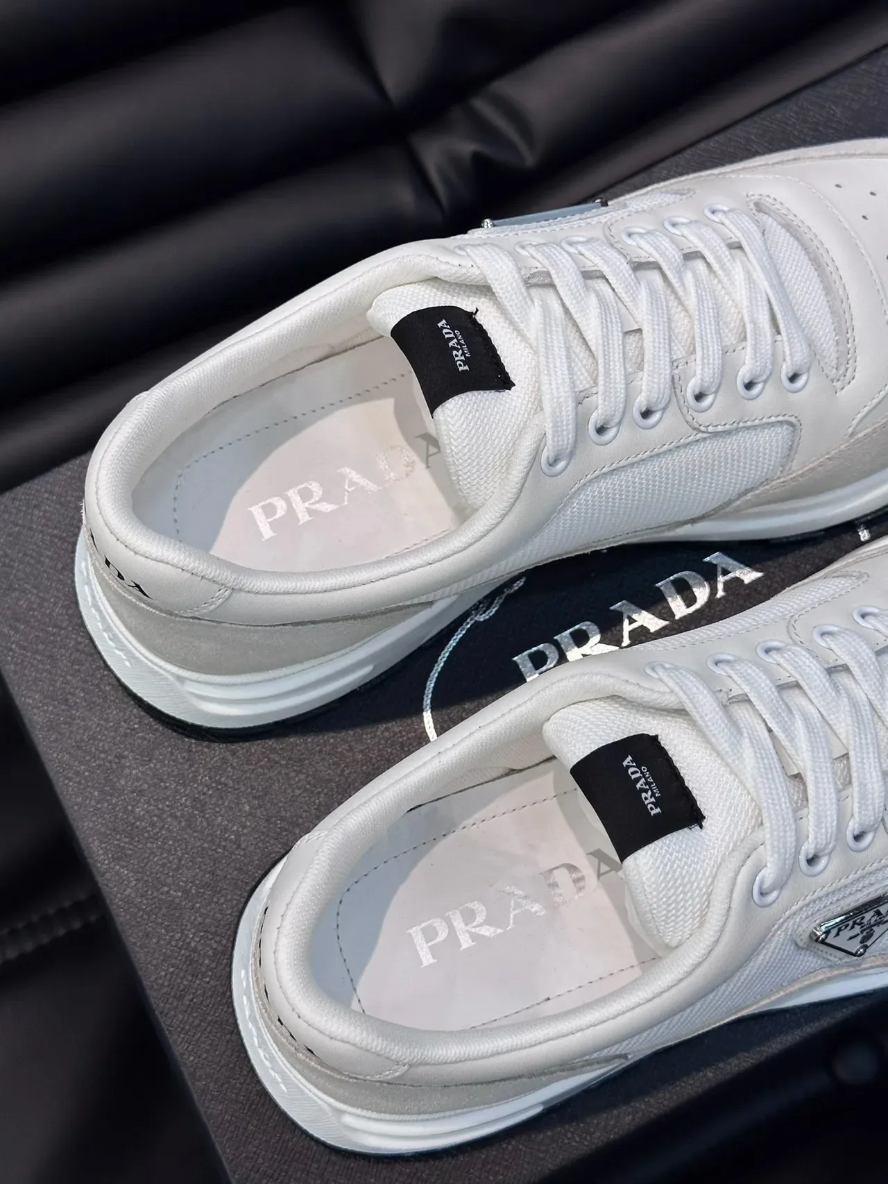 Prada White Perforated Toe Lifestyle Sneakers 5