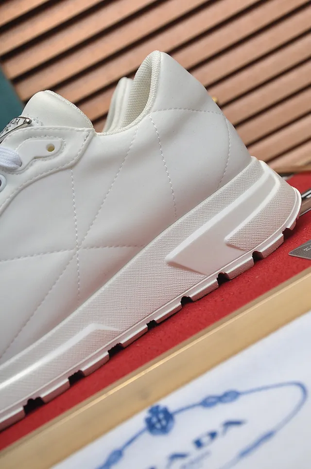 Prada White Quilted Diamond-Stitch Upper Triangular Metal Logo Plaque Lifestyle Sneakers 2