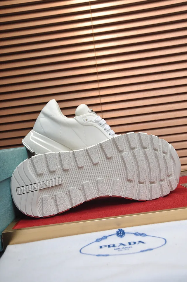 Prada White Quilted Diamond-Stitch Upper Triangular Metal Logo Plaque Lifestyle Sneakers 4