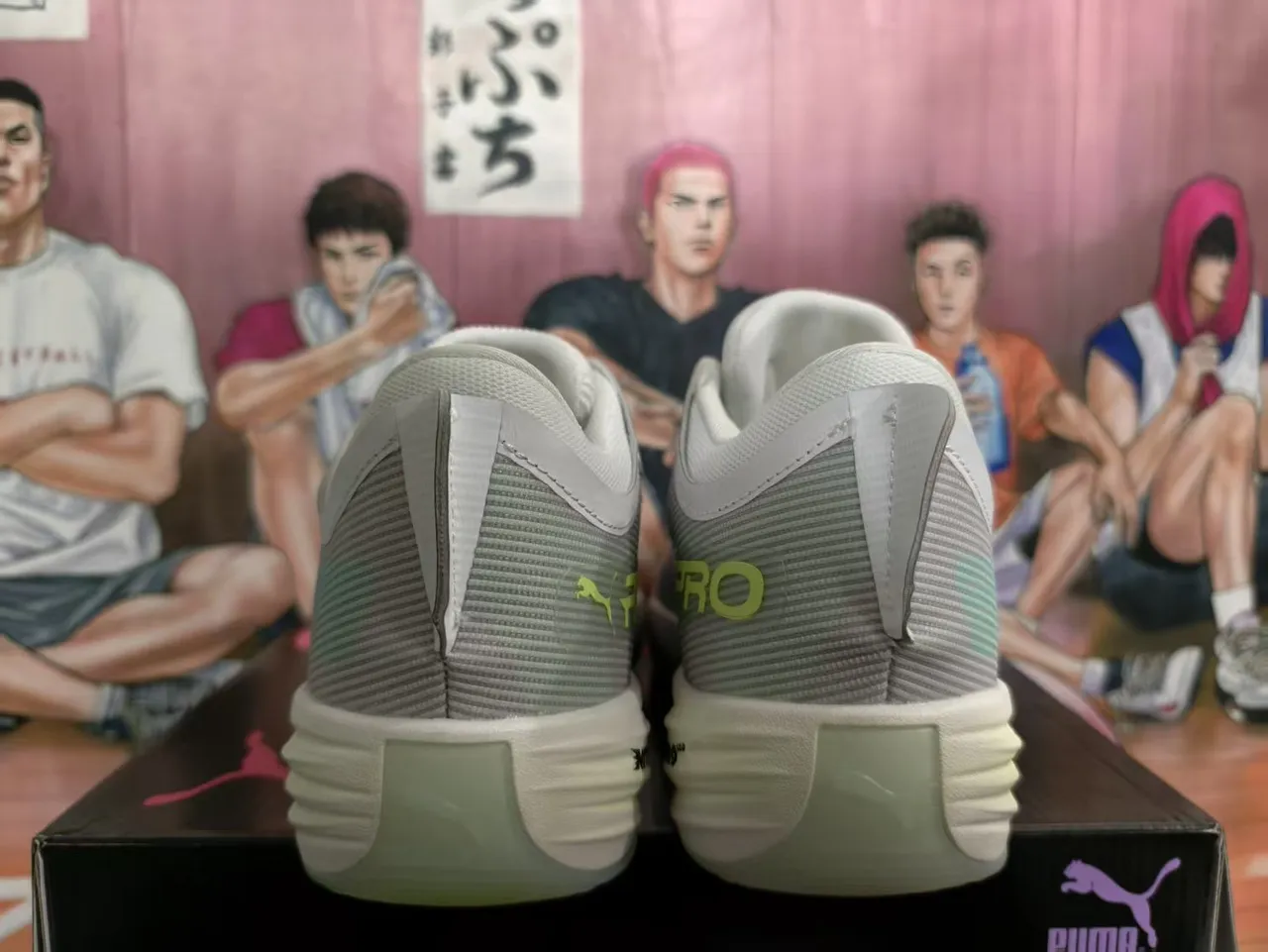 Puma ALLPRO Cinza Branco Verde Lima Rosa Tênis de Basquete 5