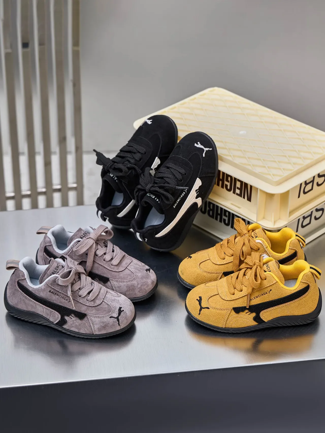 Puma بيج أسود سويد علوي مستوحى من السباقات خط أسلوب حياة حذاء رياضي 3