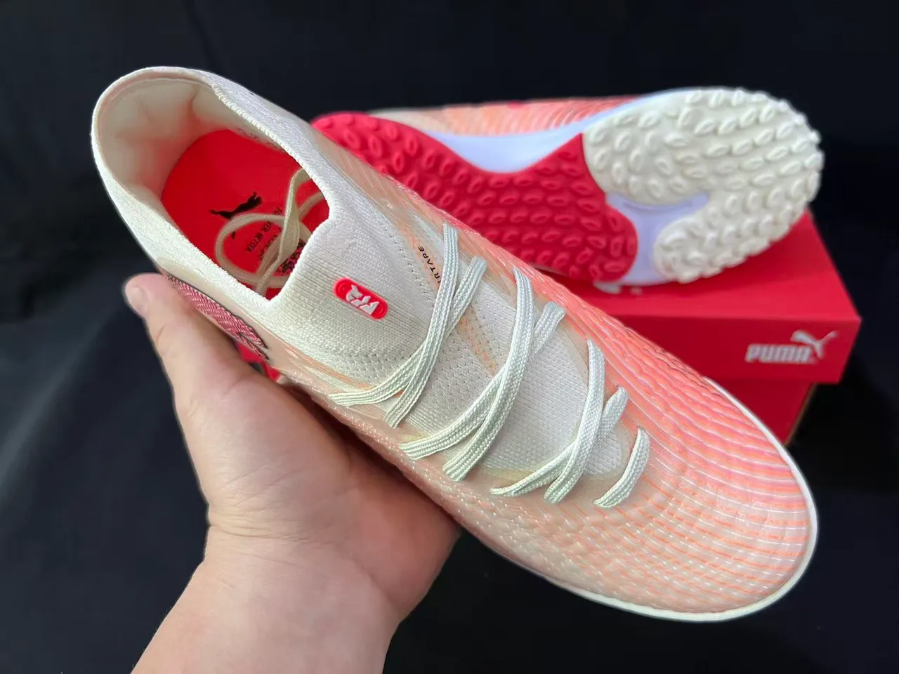 Puma Future Z Beige Pink Upper en tricot malla gradient gazon artificiel chaussures de soccer 5
