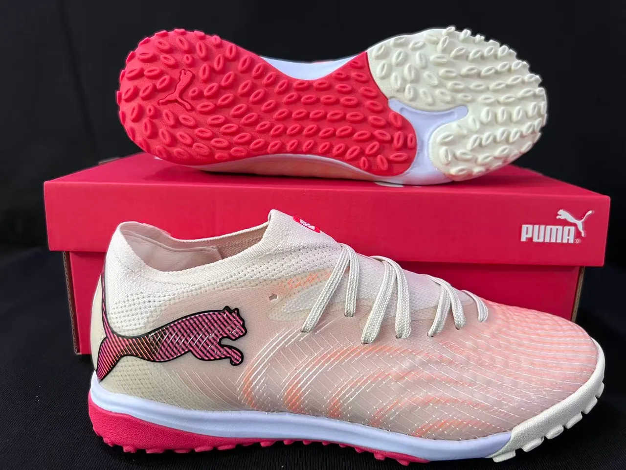 Puma Future Z Beige Pink Upper en tricot malla gradient gazon artificiel chaussures de soccer 7