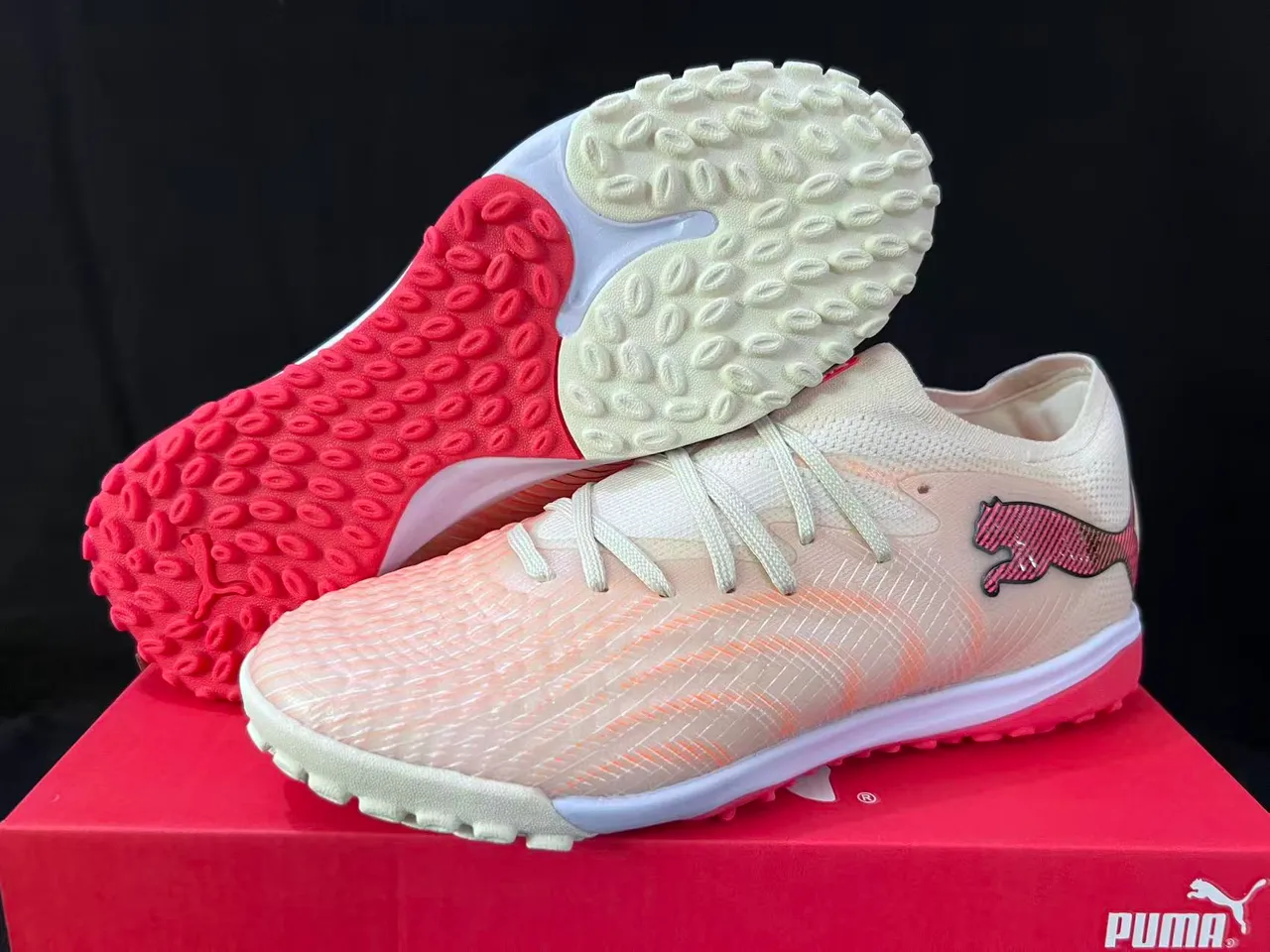 Puma Future Z Beige Pink Upper en tricot malla gradient gazon artificiel chaussures de soccer 8