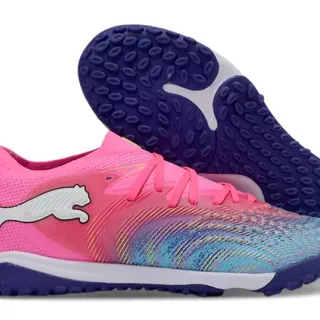 Puma Future Z गुलाबी बहुरंगी जाली ऊपरी भाग ग्रेडिएंट कलरव टर्फ फुटबॉल जूते