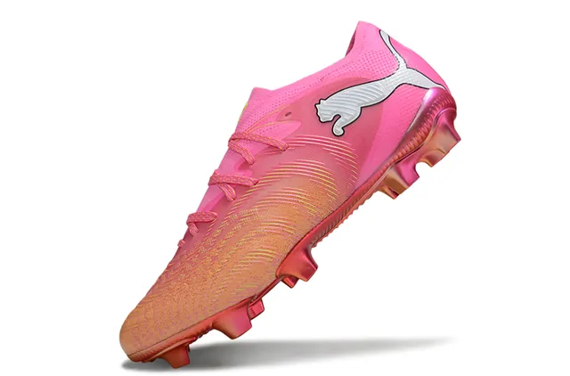 Puma Future Z Sapatos de futebol rosa laranja de corte baixo, com cadarços, upper texturizado sintético, solo firme 12