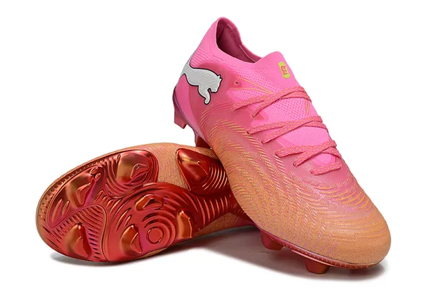 Puma Future Z Sapatos de futebol rosa laranja de corte baixo, com cadarços, upper texturizado sintético, solo firme 13