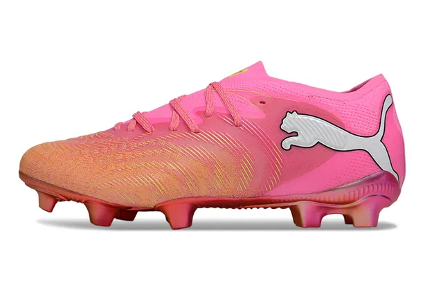 Puma Future Z Sapatos de futebol rosa laranja de corte baixo, com cadarços, upper texturizado sintético, solo firme 16