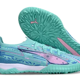 Puma Green Pink Low-Cut Synthetic Upper Geometric Printed Pattern Sneakers