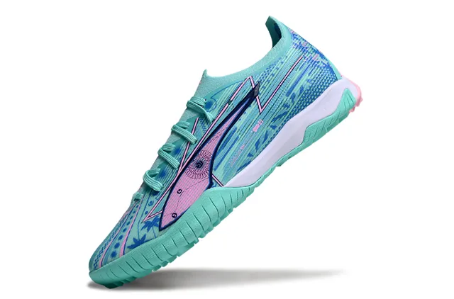 Puma أخضر وردي منخفض القطع تركيب علوي نمط مطبوع هندسي أحذية رياضية 3