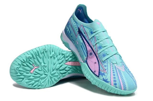 Puma أخضر وردي منخفض القطع تركيب علوي نمط مطبوع هندسي أحذية رياضية 4