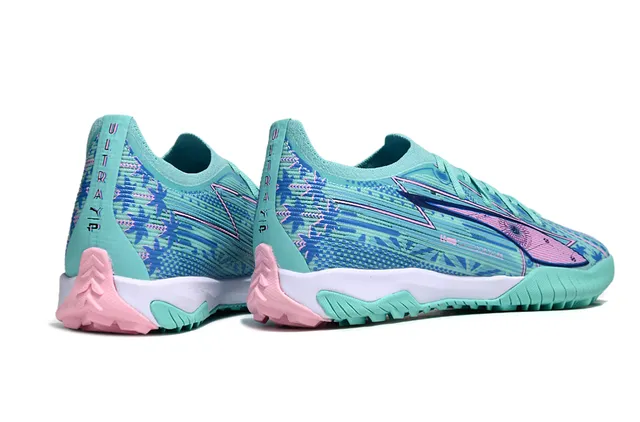 Puma أخضر وردي منخفض القطع تركيب علوي نمط مطبوع هندسي أحذية رياضية 5