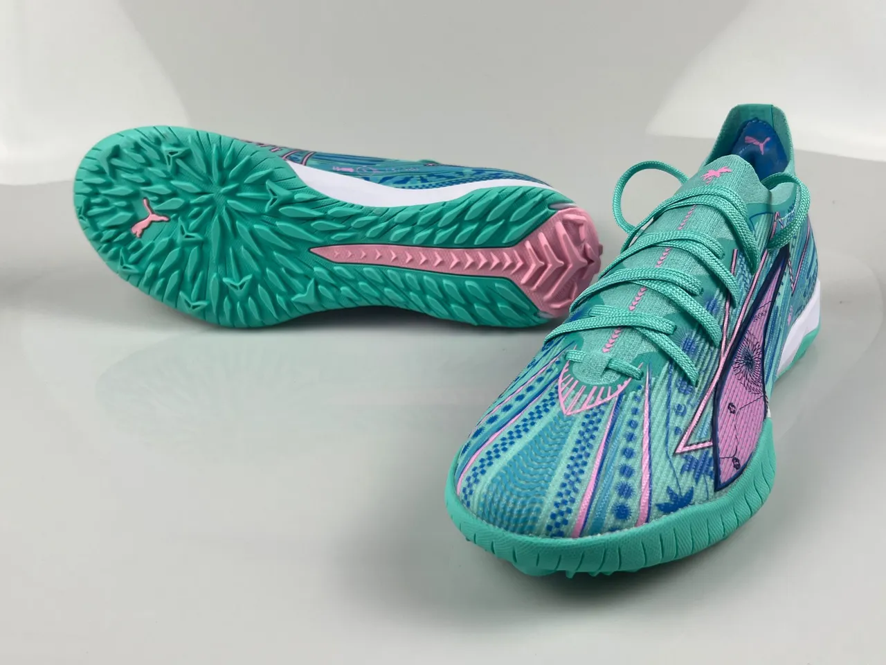 Puma أخضر وردي منخفض القطع تركيب علوي نمط مطبوع هندسي أحذية رياضية 8