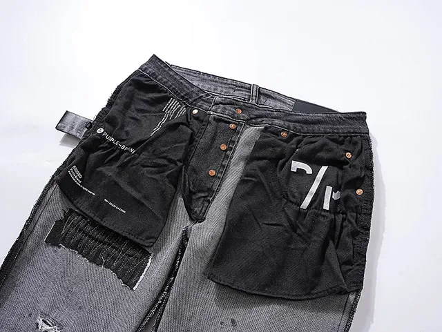 Purple Brand Distressed Paint-Splatter Slim-Fit Gray Jeans 6