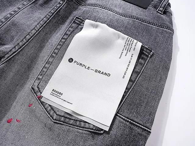 Purple Brand Distressed Paint-Splatter Slim-Fit Gray Jeans 8