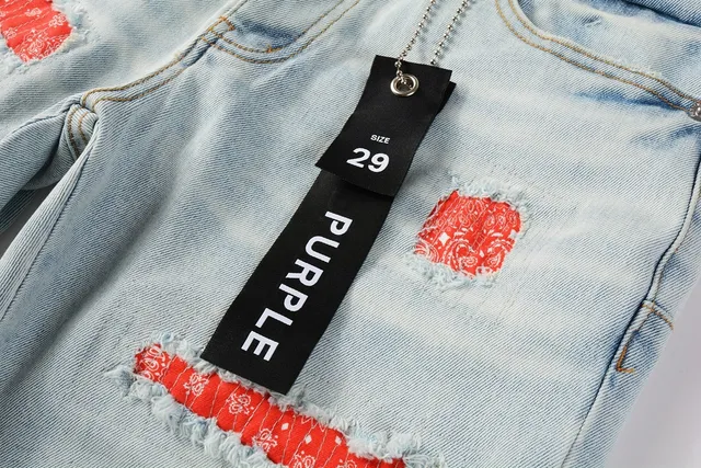 Purple Brand Distressed Patchwork Bandana Shorts 10